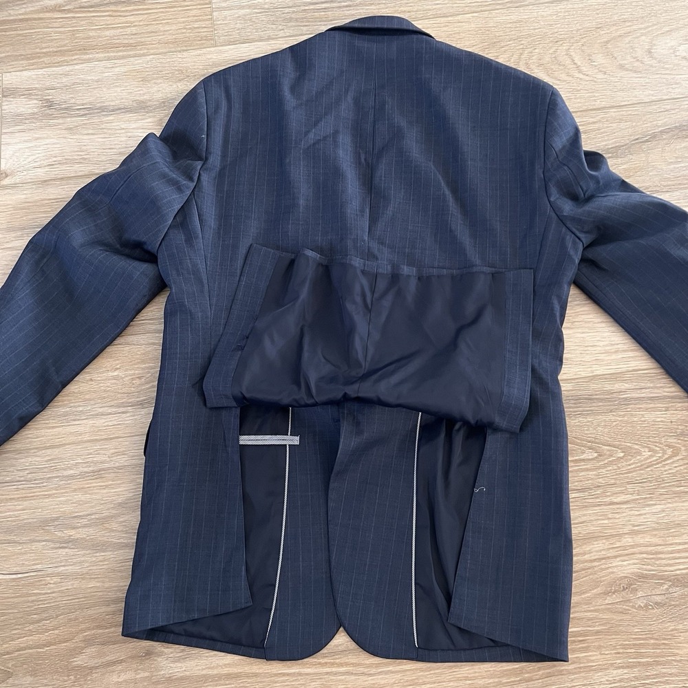 Jos A Bank Men's Brrr Comfort Plaid 40R Blazer Jacket Wool Spandex Stretch Blue - Picture 10 of 10